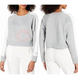 Calvin Klein Performance Womens Gray Heather Crop Pullover Sweatshirt Medium NWT